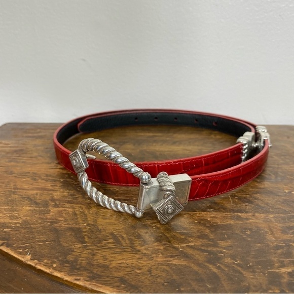 Brighton red croc embossed belt size 36 - Picture 2 of 6